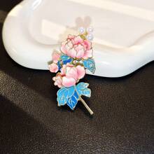 1枚优雅牡丹花胸针，日常佩戴时尚配饰 - 彩色 - 查看 12