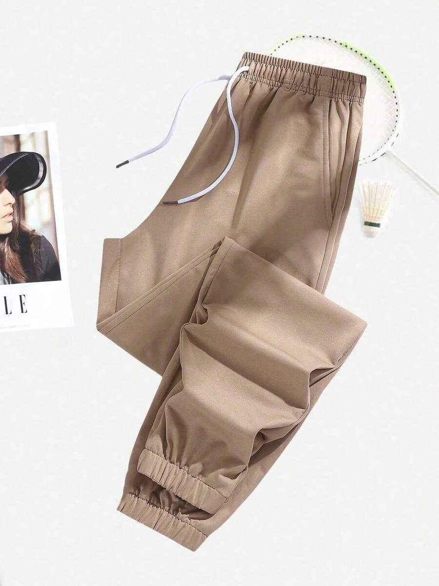Women's Jogger Pants With Pockets And Drawstring, Suitable For Running, Casual, Fitness, Jogging And Other Sports - Khaki - View 1