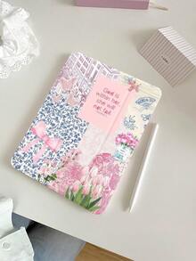 1个可爱教堂郁金香蝴蝶结图案硅胶防震保护套，带笔槽，兼容iPad第7、8、10代（10.2英寸），支持睡眠/唤醒功能，兼容华为。 - 彩色 - 查看 1