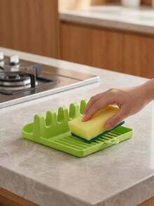 1pc Multi-Function Pot Lid & Ladle Holder, Plastic Kitchen Storage Rack, Spatula Holder, Anti-Drip Stand, Essential Kitchen Tool - Multicolor - View 7