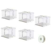 5 Pcs Transparent Cakes Boxs With Ribbon For Pastries10" X 10" -Clear Tall Cake Box- Gift Boxes With Lid For Wedding Party And Gift Display - View 10