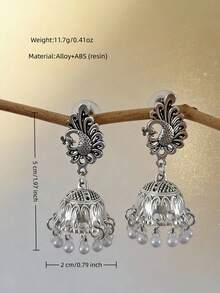 Hoa tai phong cách Nam Á thời trang, hoa tai hình con công bằng bạc, phù hợp cho phụ nữ đeo hàng ngày, làm phụ kiện trang sức cho lễ hội hoặc tiệc tùng. - Bông tai hình con công - Xem 9