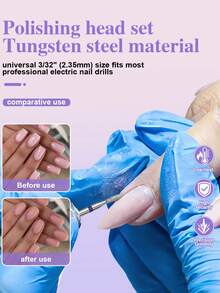 6pcs/Set Nail Drill Bits Diamond Milling Cutter For Manicure 3/32" Burr Electric Cuticle Clean Nail File Cuticle Remover Tool Nails Supplies - Silver - View 3