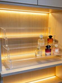 1个亚克力展示架，多层展示架，家居收纳整理架，产品展示架，适用于香水、化妆品、收藏品、玩具、派对装饰品。阶梯式化妆品收纳架，多层置物架，适用于客厅、浴室、卧室等家居装饰，展示香水、护肤品、化妆品。 - 無色 - 查看 1