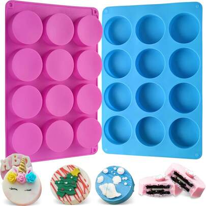 1 Pc Round Chocolate Cookie Molds, Cylinder Silicone Mold, Perfect For Chocolate Covered Oreos, Cake, Candy, Pudding, Mini Soap