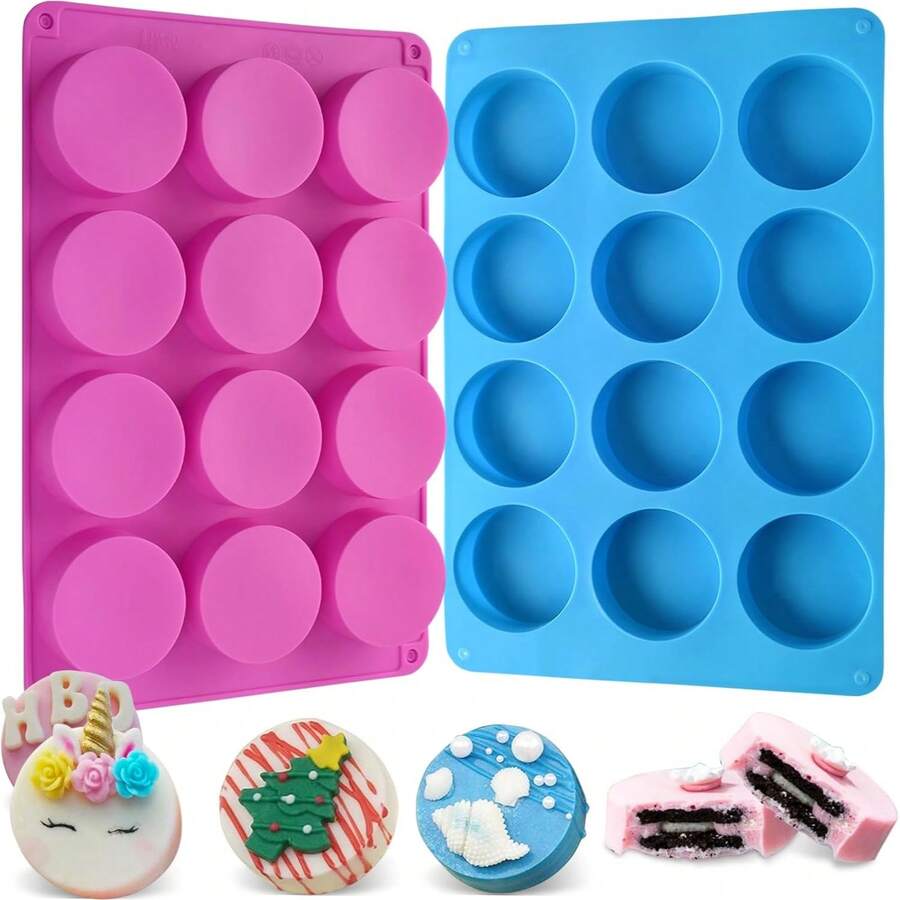 1 Pc Round Chocolate Cookie Molds, Cylinder Silicone Mold, Perfect For Chocolate Covered Oreos, Cake, Candy, Pudding, Mini Soap - Multicolor - View 1