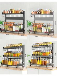 1 pieza Estante para condimentos sin agujeros, soporte multifuncional para utensilios de cocina con estante para palillos y cuchillos, accesorios de cocina, estante de almacenamiento de cocina - Multicolor - Ver 12