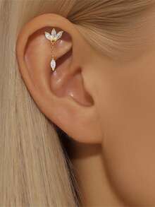 925纯银耳骨穿刺饰品，平底耳廓耳环，女士低过敏性18K镀金耳骨耳环，耳屏耳骨耳廓平底耳钉 - 金色 - 查看 9