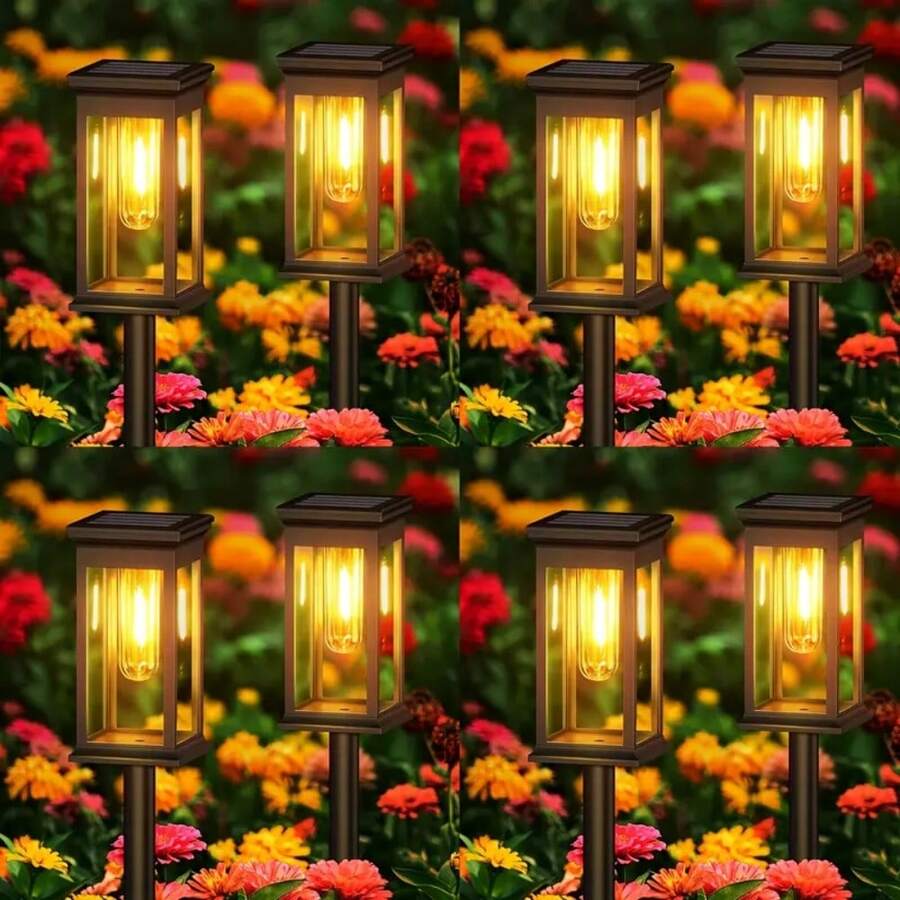 16pcs Warm-Colored Solar Lights, 300 MAh,Used For Decorating Yards, Gardens, Landscapes, Terraces, Lawns, Paths And Driveways,12-Hour Long-Lasting Lights,Outdoor Solar Path Lights Are Waterproof,Halloween Decorations. - solar garden light - 查看 1