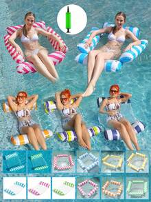 4-Tube Striped Floating Hammock, Adult Inflatable Water Bed, Inflatable Floating Lounger, 2-Tube Hanging Bed, 4-Tube Hanging Bed - Four-tube Floating - View 3
