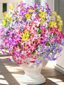 Outdoor Artificial Flower Bouquet, Realistic Outdoor Fake Flowers, UV-Resistant Silk Trumpet Flowers, Outdoor Garden Fake Flower Mix In Purple - Multicolor - View 10