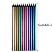 24pcs Metal Color Wooden Colored Pencils, Brilliant Pearlescent Texture, Soft And Hard Leads, Smooth Coloring With Vivid Pigments, Suitable For Professional Art Creation, Adult Coloring Books, Hand Painting, DIY Crafts, Creative Drawing Pencil Set - Round - View 6