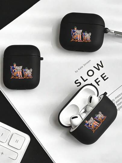 1个极简风格父子阅读报纸图案保护壳，适用于Pro 2/新款Pro 3/1/2，哑光表面