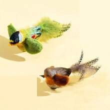 Juguete realista para gatos, juguete de plumas de peluche con sonido de trino - Juguete de plumas artificiales hecho a mano con silbato incorporado y sensor táctil, juguete de peluche interactivo de pájaro inteligente sin batería con sensores, plumas duraderas para estimular el instinto de caza, juguete de pájaro colgante para juego en solitario y diversión de caza, adecuado para todas las razas, juguete interactivo para gatos, diseño de entretenimiento para mascotas, atrae la actividad de la mascota, sin batería - Multicolor - Ver 18