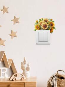 9.25inch X 12.8inch, 1pc SupSticker Fresh Spring Floral & Butterfly Pattern Switch Decorative Sticker, Vinyl/PVC Self-Adhesive Removable, Suitable For Decorating Switches In Living Room, Bedroom, Kitchen, Bathroom, Classroom, Dorm Wall - 1PC - View 1