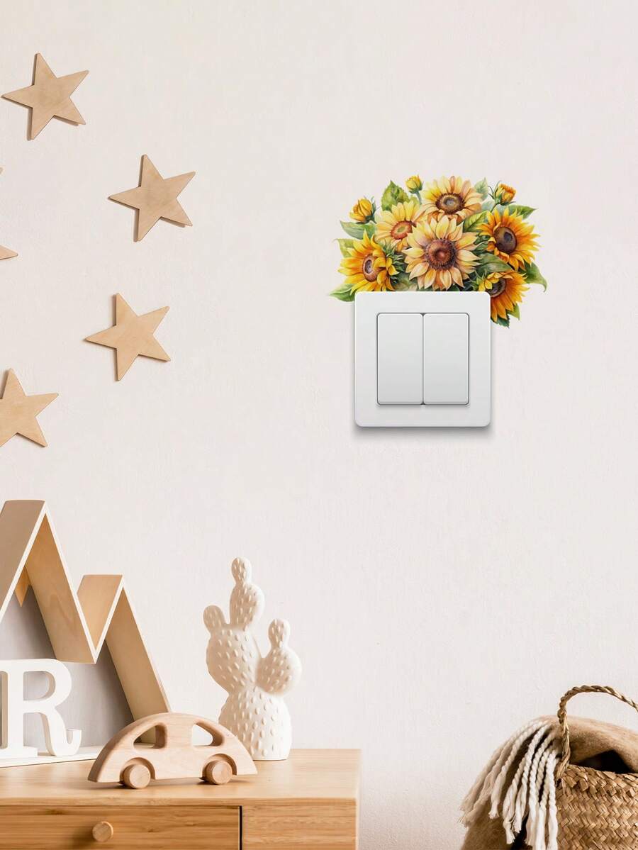 9.25inch X 12.8inch, 1pc SupSticker Fresh Spring Floral & Butterfly Pattern Switch Decorative Sticker, Vinyl/PVC Self-Adhesive Removable, Suitable For Decorating Switches In Living Room, Bedroom, Kitchen, Bathroom, Classroom, Dorm Wall - 1PC - View 1