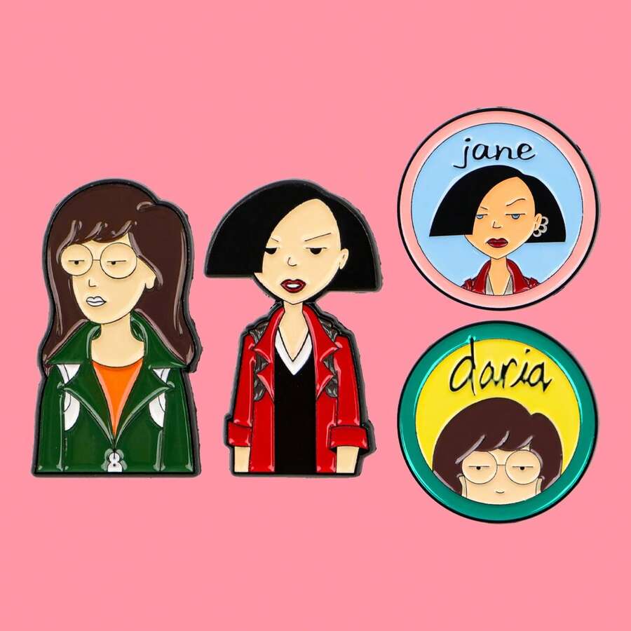 Cute Cartoon Girls Enamel Pins Funny Anime Figures Brooch Lapel Pin Badge On Backpack Clothing Accessories Fashion Jewelry Friends Gifts - Black - View 1