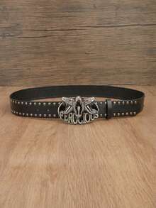 1 chiếc thắt lưng nam màu đen kiểu punk Y2K với khóa hình rắn, thắt lưng quần jeans đa năng cho trang phục hàng ngày. - màu đen - Xem 6