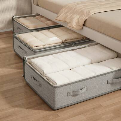 3 Piecesunder-Bed Wardrobe Organizer And Storage Cabinet, Folding Under-Bed Storage Bag, With Excellent Functionality And Multiple Uses, For Blankets, Skirts, Quilts, Pillows, Clothes And Other Under-Bed Storage, Taking Up Little Space And Promoting Labor Savings, Under-Bed Storage.