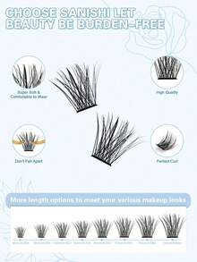 192pcs DIY Lash Clusters 10-16mm Natural Individual Fake Eyelashes Voluminous Lengthening Extension - D - View 2