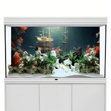 Red Coral Reef Shipwreck, Aquarium Background Painting, Aquarium Background Sticker, Reptile Cage Background Sticker, Self-Adhesive Front, Aquarium Landscape Decor, Aquarium Decorations - A - View 6