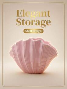 1个粉色少女贝壳化妆刷收纳盒，文具整理器，可爱清新，送给女朋友的礼物 - 彩色 - 查看 3