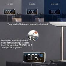 NieNie Đồng hồ báo thức kỹ thuật số có thể sạc lại, hiển thị nhiệt độ, báo thức kép, chế độ ban đêm, chức năng báo lại, điều khiển bằng giọng nói, đồng hồ để bàn, công tắc nguồn, 12/24 giờ, đồng hồ LED để bàn. - 8808 - Xem 10