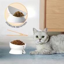 2pcs Elevated Cat Bowl Set With Double Stands | Premium Ceramic Food & Water Bowls | Neck Protection For Cats & Small Dogs, Non-Spill & Easy To Clean - 300ml - View 11