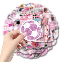 61张粉色足球贴纸，美观实用，可用于剪贴簿、日记、笔记本电脑、保险杠、滑板、水瓶、电脑、手机、贺卡、相册、家具等。 - 查看 3