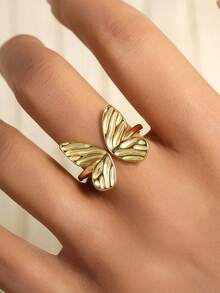 1pc S925 Sterling Silver Butterfly Ring,Gold Butterfly Ring,Adjustable Opening,Elegant And Sophisticated,Women's Ring,Suitable For Everyday Wear - Multicolor - View 9