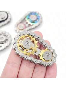 Cadena de bicicleta, juguete antiestrés de giro de dedos, juguete de novedad con rodamiento sensor de acero inoxidable EDC, juguete para adultos, pequeño artículo - Multicolor - Ver 3