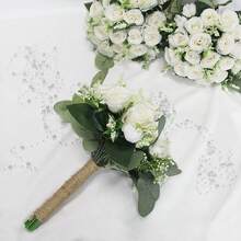 新娘婚禮花束、伴娘花束、人造象牙色花束、婚禮派對週年紀念晚餐桌中央裝飾、婚禮裝飾 - 彩色 - 查看 3