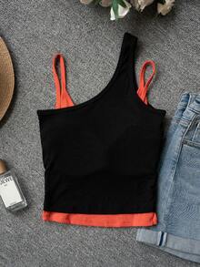 Sexy Backless Camisole Top With Chest Pads, Sleeveless Fitted Design - Black - View 8