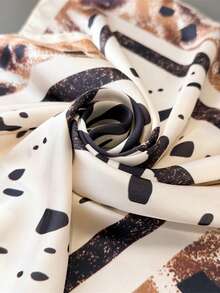 1pc 65*65cm Square Scarf, Women's Satin Silk Imitation Zebra & Leopard Print, Versatile Neckerchief Headband Shawl - Multicolor - View 10