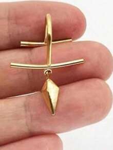 一款时尚的不锈钢U形唇环（无孔）、一个十字形钻石吊坠和一款无孔女式唇甲 - U型唇環 - 查看 3