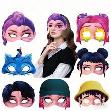 12pcs/6pcs K-Pop Girl Group Themed Party Photo Props Paper Masks, K-Pop Girl Group Party Costume Party Fun Half Face Masks Anime Cartoon Character Gifts, Holiday Gifts For Fans And Friends, New Year Gifts - A - View 7