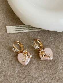 rundraw 2pcs New Heart, Starburst, Round, Butterfly Pearl Zirconia Earrings, Fashionable And Sweet, Suitable For Parties, Galas, Weddings, Daily Wear, And As Gifts For Friends And Loved Ones - Multicolor - View 1