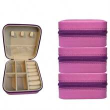 4/6/12件装迷你便携式首饰收纳盒，皮革材质拉链整理盒，适用于耳环及小饰品 - TM06565654 - 查看 29