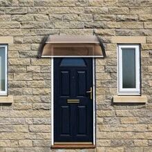 40*38in Household Application Door & Window Rain Cover Eaves Brown Board & Black Holder - Brown - View 11