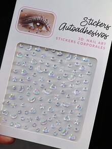 4 miếng dán tự dính hình ngôi sao năm cánh để trang trí mặt, miếng dán đính đá acrylic lấp lấp lánh với các họa tiết sao, trăng, bướm và hoa, thích hợp cho trang điểm mặt, đám cưới, tiệc sinh nhật, lễ hội âm nhạc, nghệ thuật trang trí cơ thể phong cách retro Y2K. - Nhiều màu - Xem 9