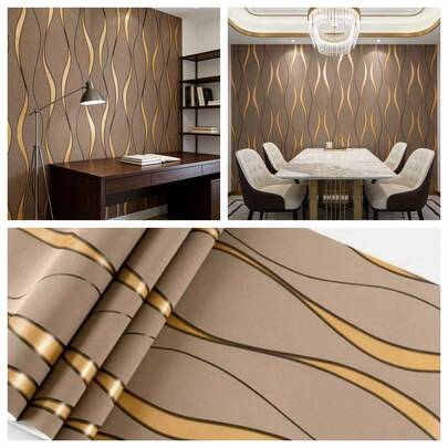 لفة واحدة من ورق حائط لاصق ذاتي بنمط هندسي بني. ورق حائط زخرفي ثلاثي الأبعاد متموج، ورق حائط لاصق ذاتي بدون غراء قابل للإزالة، مناسب للغرف المعيشية وديكور المنزل والاكسسوارات، ورق حائط لاصق ذاتي مقاوم للماء وقابل للتقشير واللصق، ملصقات لتجديد الجدران والأثاث، مناسب للاستخدام الداخلي في الجدران مثل غرف النوم والمعيشة والمطابخ والحمامات وأسطح الأثاث والتجديد الداخلي، مقاس اللفة 45 سم * 1/3/5/10 أمتار