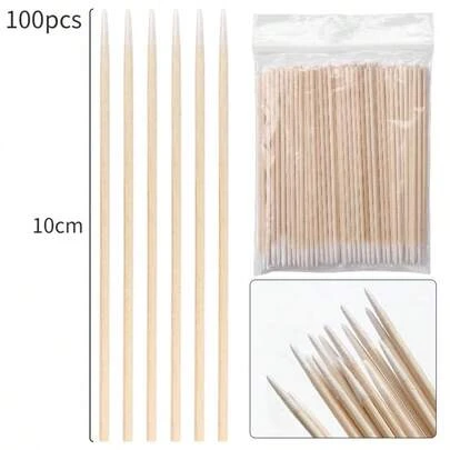 200pcs Portable Applicator Set, Suitable For Eyeliner, Nail Polish Remover, Cleaning Nail Crevices, Small Tip Wooden Pointed Design