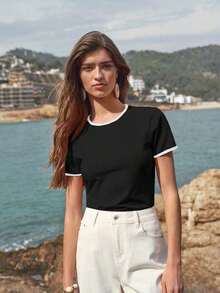 MOTFPREMIUMCONTRASTTRIMSHORTSLEEVETEE - Rosa fuerte - Ver 11