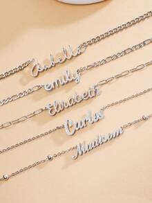 1 chiếc vòng cổ nhiều dây thời trang cá nhân hóa, mặt dây chuyền chữ cái tiếng Anh bằng thép không gỉ có thể tùy chỉnh, phù hợp cho cả nam và nữ, thích hợp làm quà tặng hàng ngày cho các cặp đôi, bạn trai, bạn gái, mẹ, bố, gia đình, trẻ em, thú cưng. Món quà hoàn hảo cho Ngày Valentine, Ngày của Mẹ, Ngày của Cha, kỷ niệm, tiệc tùng, đám cưới. - Hai lớp mờ - Xem 5