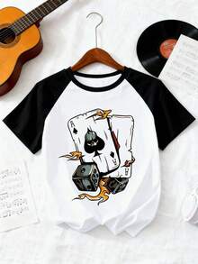 男童卡通图案短袖T恤，休闲时尚童装，男童服装 - 黑色 - 查看 5