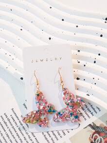 1 Par de Brincos Coloridos de Borboleta Doce de Acrílico com Glitter, Brilhante e Fofo Estilo Girly, Adequado para Uso Diário e Presente de Meninas - Borboleta - Visão 3