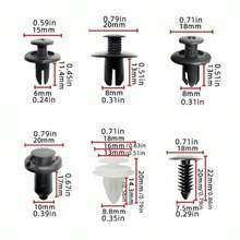 100个黑色汽车卡扣，6合1通用汽车紧固件套装，尼龙保险杠卡扣，铆钉保险杠卡扣，挡泥板卡扣 - 100Pcs車用卡扣 - 查看 5