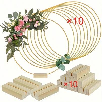 10 piezas de 30cm Decoración de corona de metal durable con base de madera resistente - Ideal para decoración de mesa de boda DIY, decoración del hogar, decoración de habitaciones y decoración de escenarios