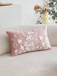 LCUHPCL 1pc Spring/Summer Charming 3D Embroidered Multi-Color Tulip & Gypsophila Wild Flower Embroidered Throw Pillow Cover, Home Decor Suitable For Living Room, Bedroom, Party, Sofa, Etc. - Pink - View 11