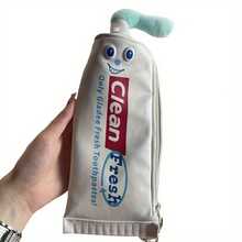 Fun & Quirky Toothpaste-Shaped Makeup Bag With Pencil Case - Cute Polyester Desk Organizer, Perfect Gift For Stationery Lovers,Back To School Gift. - Multicolor - View 8